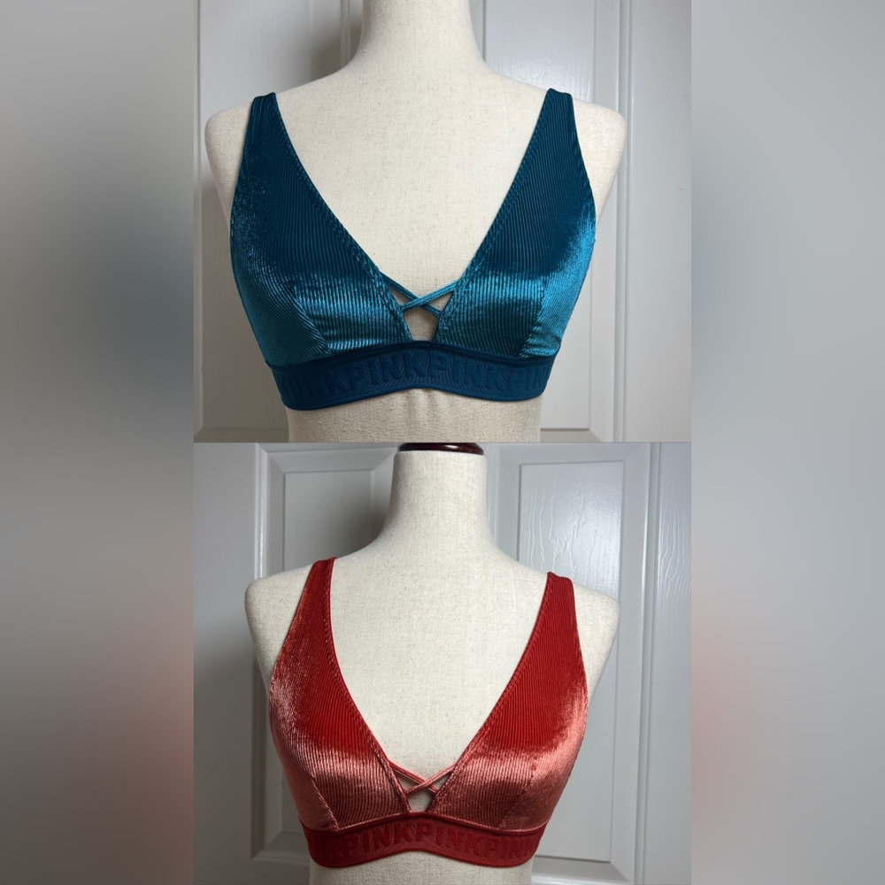 PINK Victoria's Secret Set of 2‎ Teal and Orange Velvet Bras